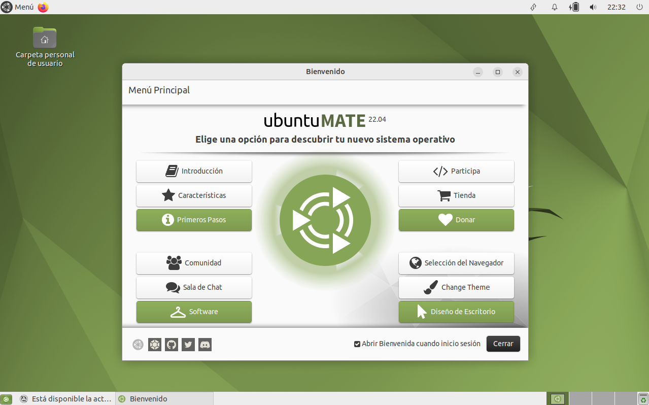 Escritorio de Ubuntu MATE