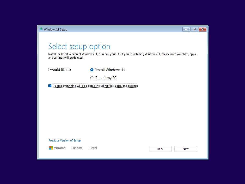 Start installation